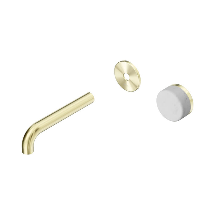 160mm Nero Serenity Progressive Lead-Free DZR Brass Wall Basin Mixer With Carrara Handle
