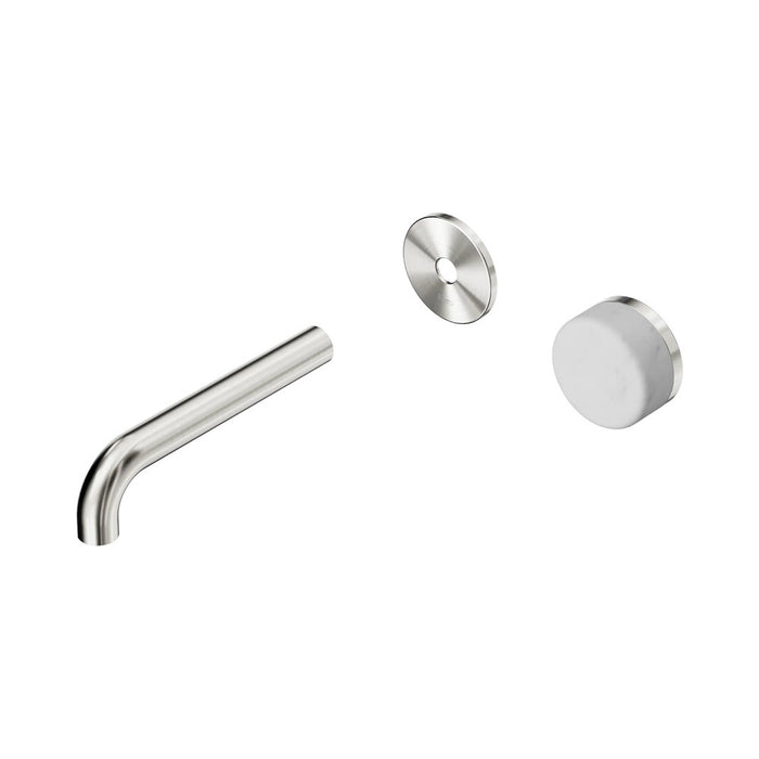 160mm Nero Serenity Progressive Lead-Free DZR Brass Wall Basin Mixer With Carrara Handle