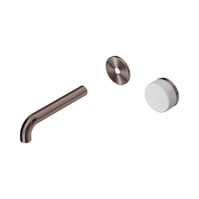 160mm Nero Serenity Progressive Lead-Free DZR Brass Wall Basin Mixer With Carrara Handle