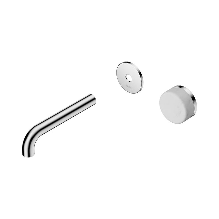 160mm Nero Serenity Progressive Lead-Free DZR Brass Wall Basin Mixer With Carrara Handle