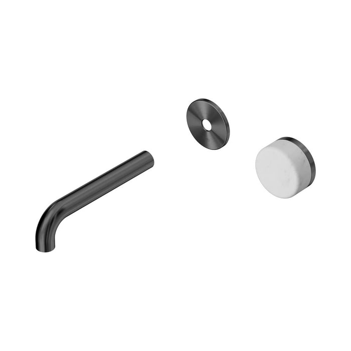 160mm Nero Serenity Progressive Lead-Free DZR Brass Wall Basin Mixer With Carrara Handle