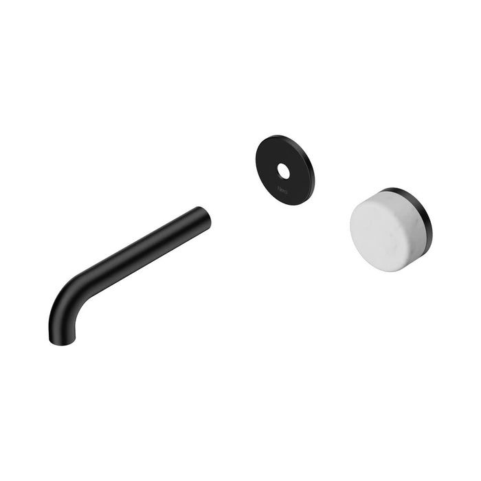 160mm Nero Serenity Progressive Lead-Free DZR Brass Wall Basin Mixer With Carrara Handle
