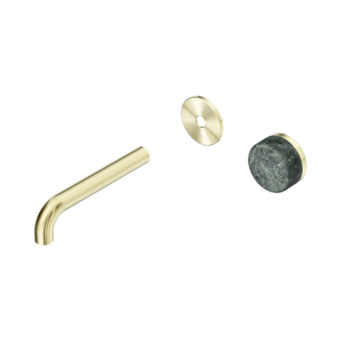 160mm Nero Serenity Progressive Lead-Free DZR Brass Wall Basin Mixer With Verde Alpi Handle