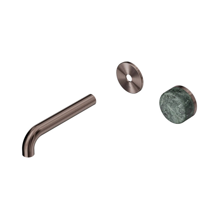 160mm Nero Serenity Progressive Lead-Free DZR Brass Wall Basin Mixer With Verde Alpi Handle