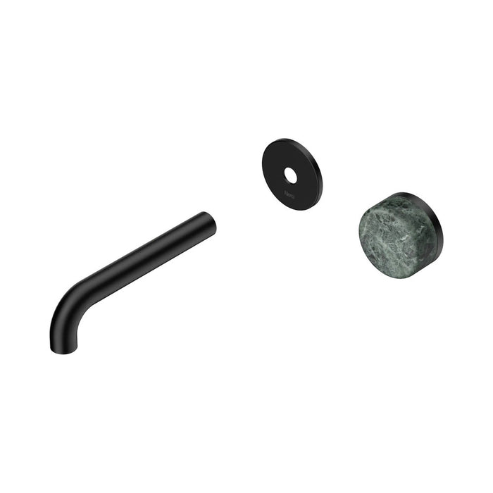 160mm Nero Serenity Progressive Lead-Free DZR Brass Wall Basin Mixer With Verde Alpi Handle