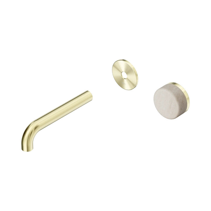 160mm Nero Serenity Progressive Lead-Free DZR Brass Wall Basin Mixer With Rome Travertine Handle
