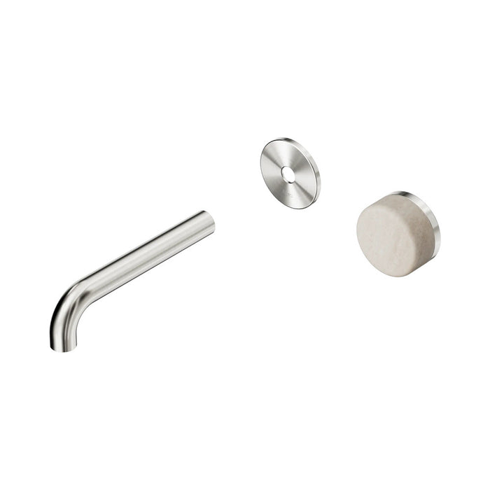 160mm Nero Serenity Progressive Lead-Free DZR Brass Wall Basin Mixer With Rome Travertine Handle