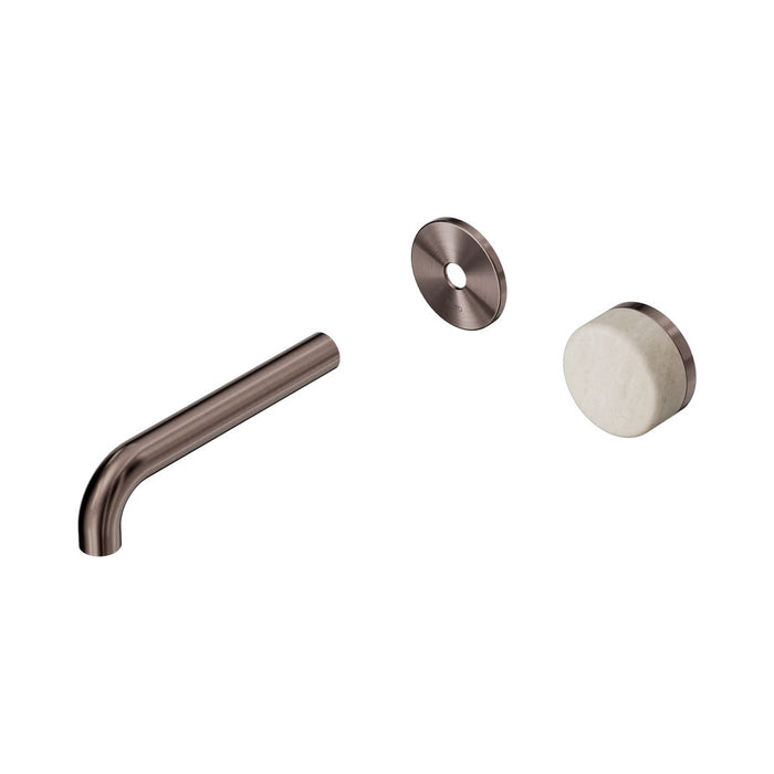 160mm Nero Serenity Progressive Lead-Free DZR Brass Wall Basin Mixer With Rome Travertine Handle