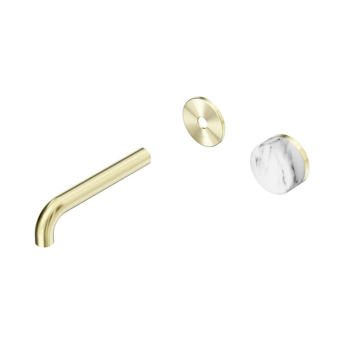 160mm Nero Serenity Progressive Lead-Free DZR Brass Wall Basin Mixer With Arabescato Corchia Handle