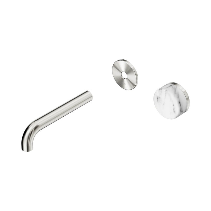 160mm Nero Serenity Progressive Lead-Free DZR Brass Wall Basin Mixer With Arabescato Corchia Handle