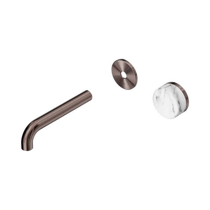 160mm Nero Serenity Progressive Lead-Free DZR Brass Wall Basin Mixer With Arabescato Corchia Handle