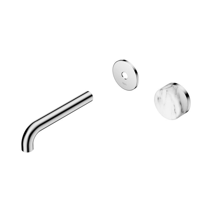 160mm Nero Serenity Progressive Lead-Free DZR Brass Wall Basin Mixer With Arabescato Corchia Handle