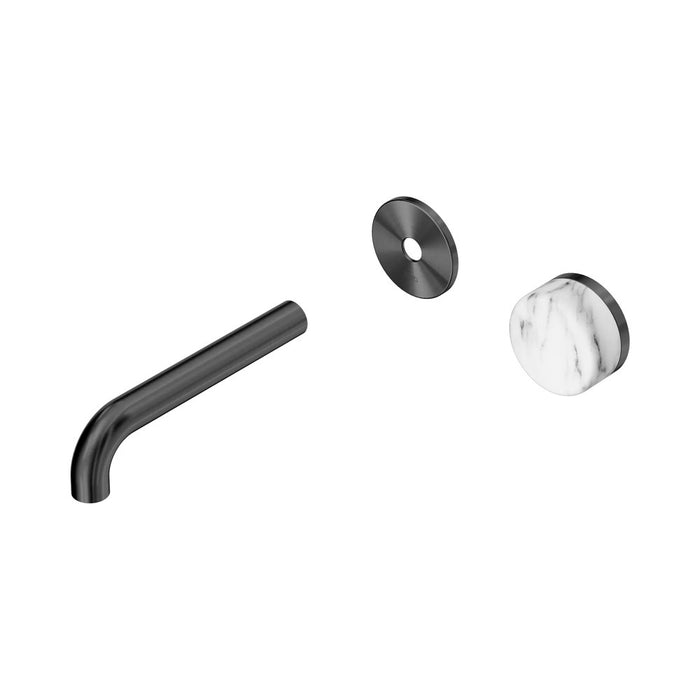 160mm Nero Serenity Progressive Lead-Free DZR Brass Wall Basin Mixer With Arabescato Corchia Handle