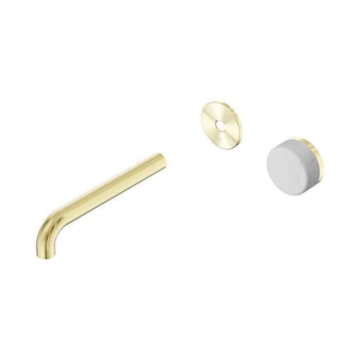 185mm Nero Serenity Progressive Lead-Free DZR Brass Wall Basin Mixer With Carrara Handle