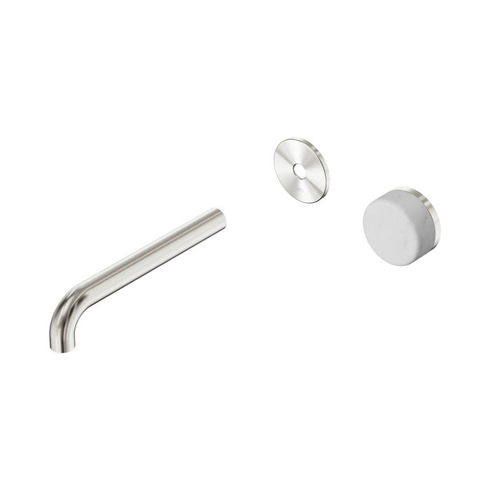 185mm Nero Serenity Progressive Lead-Free DZR Brass Wall Basin Mixer With Carrara Handle