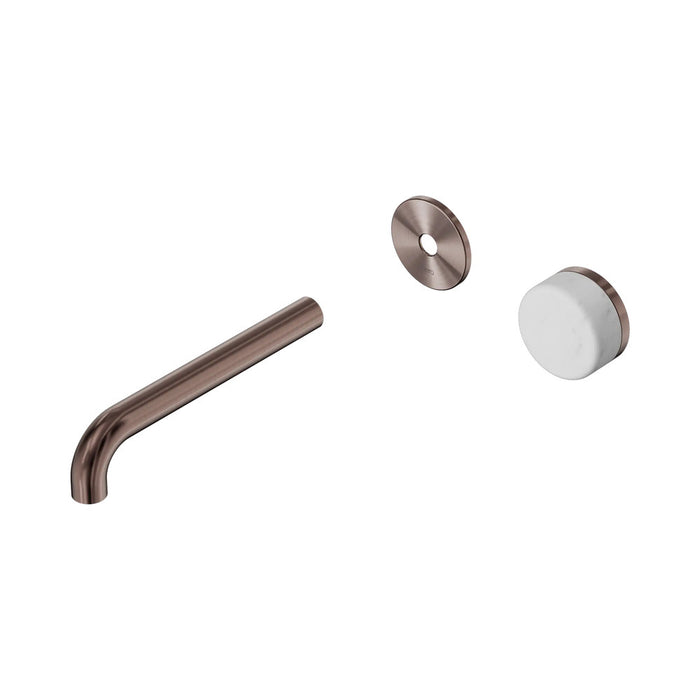 185mm Nero Serenity Progressive Lead-Free DZR Brass Wall Basin Mixer With Carrara Handle