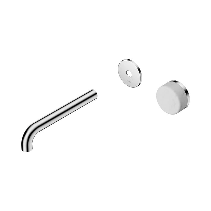 185mm Nero Serenity Progressive Lead-Free DZR Brass Wall Basin Mixer With Carrara Handle