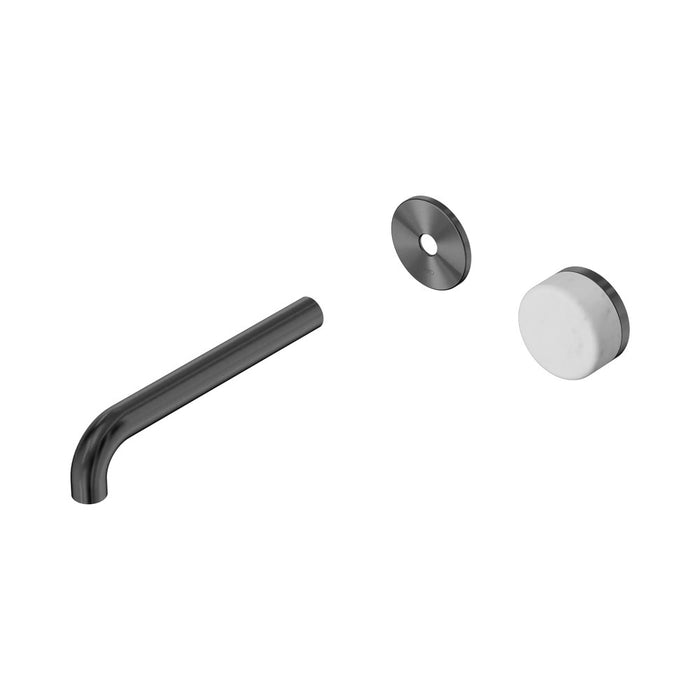 185mm Nero Serenity Progressive Lead-Free DZR Brass Wall Basin Mixer With Carrara Handle