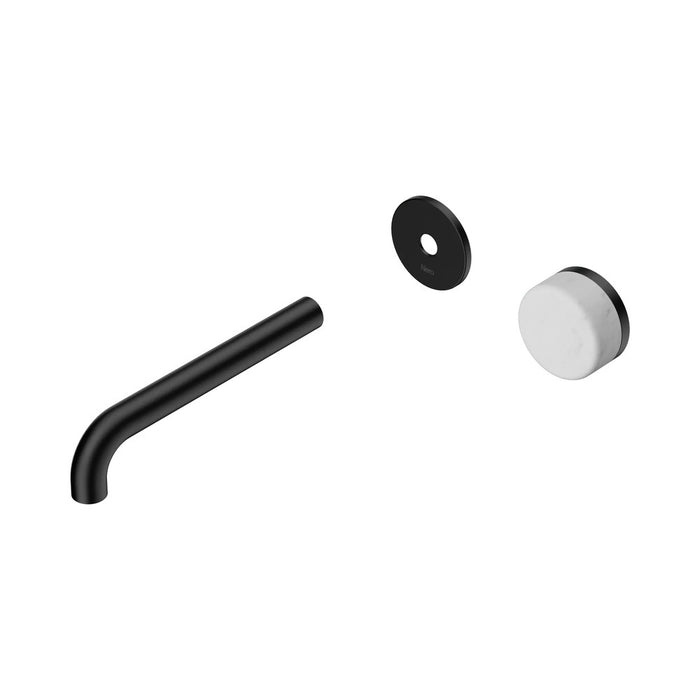 185mm Nero Serenity Progressive Lead-Free DZR Brass Wall Basin Mixer With Carrara Handle