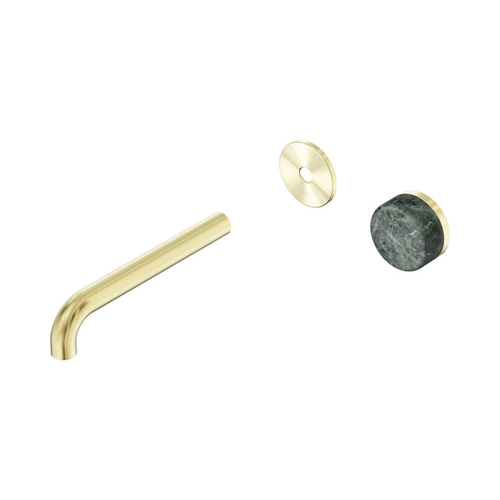 185mm Nero Serenity Progressive Lead-Free DZR Brass Wall Basin Mixer With Verde Alpi Handle