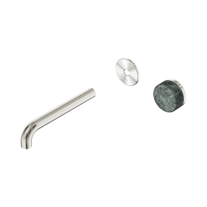 185mm Nero Serenity Progressive Lead-Free DZR Brass Wall Basin Mixer With Verde Alpi Handle