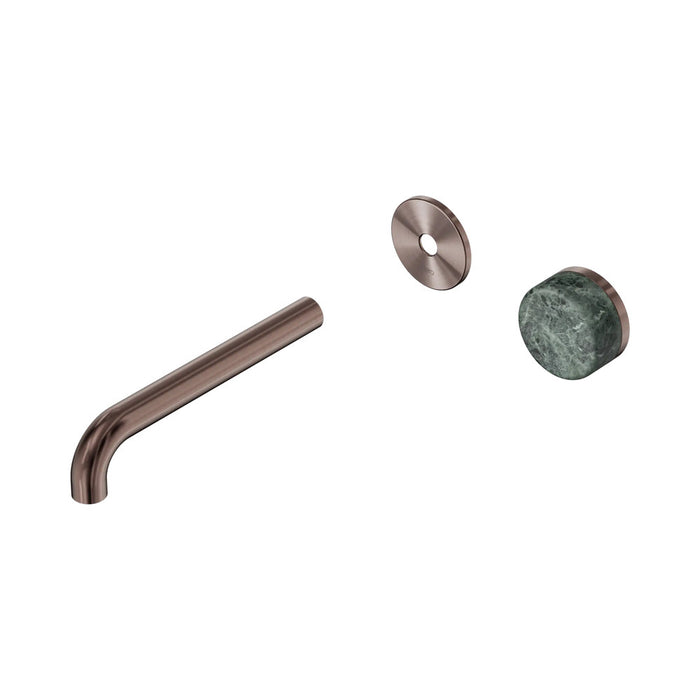 185mm Nero Serenity Progressive Lead-Free DZR Brass Wall Basin Mixer With Verde Alpi Handle
