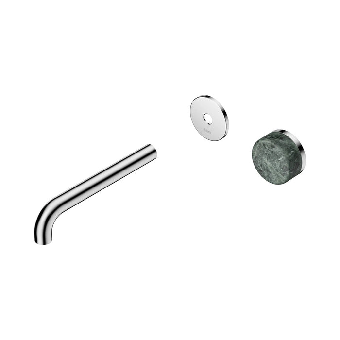 185mm Nero Serenity Progressive Lead-Free DZR Brass Wall Basin Mixer With Verde Alpi Handle