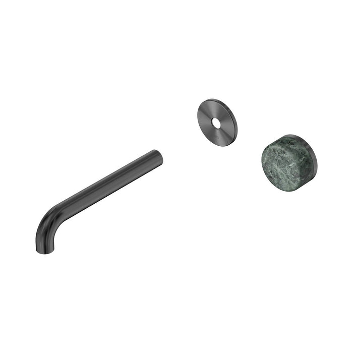 185mm Nero Serenity Progressive Lead-Free DZR Brass Wall Basin Mixer With Verde Alpi Handle