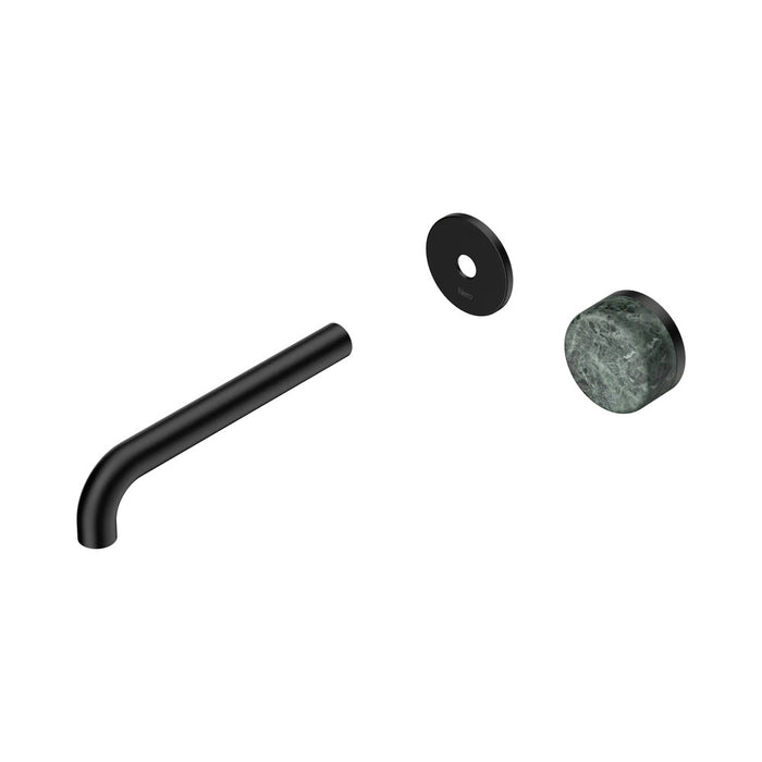 185mm Nero Serenity Progressive Lead-Free DZR Brass Wall Basin Mixer With Verde Alpi Handle
