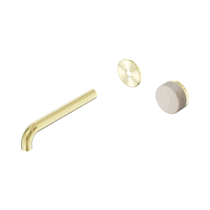 185mm Nero Serenity Progressive Lead-Free DZR Brass Wall Basin Mixer With Rome Travertine Handle