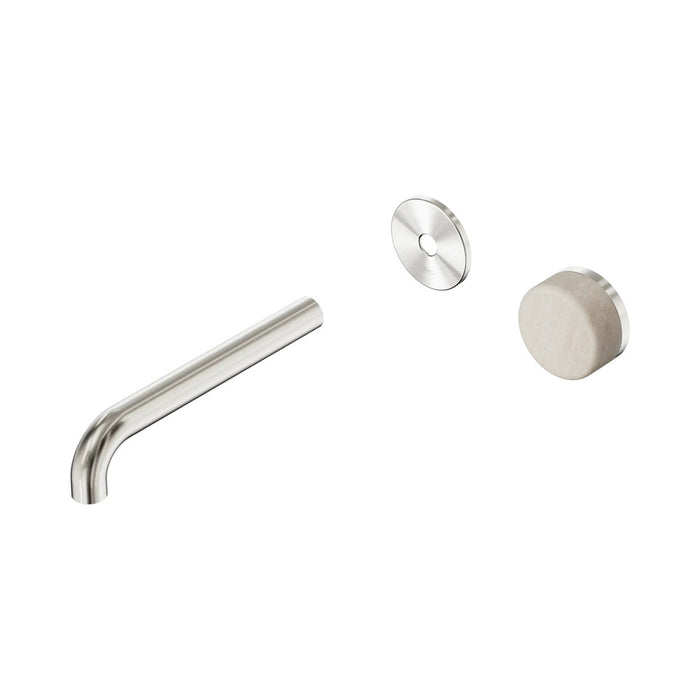 185mm Nero Serenity Progressive Lead-Free DZR Brass Wall Basin Mixer With Rome Travertine Handle