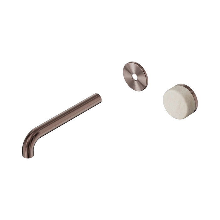 185mm Nero Serenity Progressive Lead-Free DZR Brass Wall Basin Mixer With Rome Travertine Handle