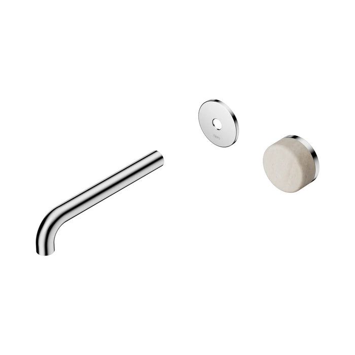 185mm Nero Serenity Progressive Lead-Free DZR Brass Wall Basin Mixer With Rome Travertine Handle