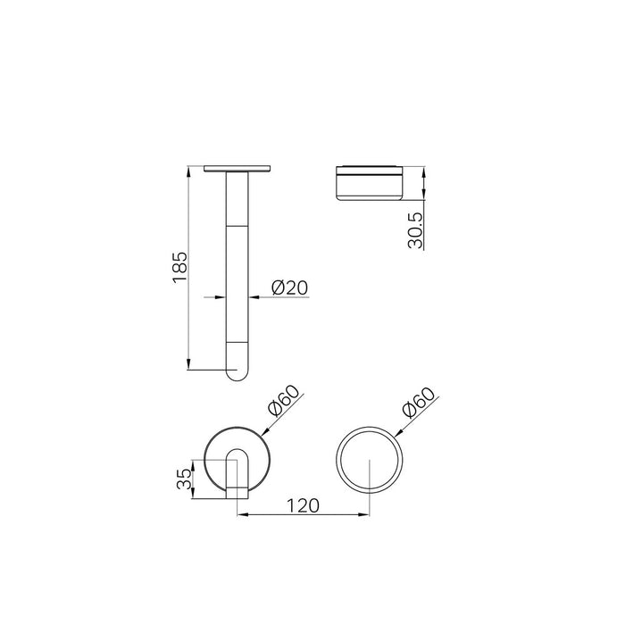 185mm Nero Serenity Progressive Lead-Free DZR Brass Wall Basin Mixer With Rome Travertine Handle