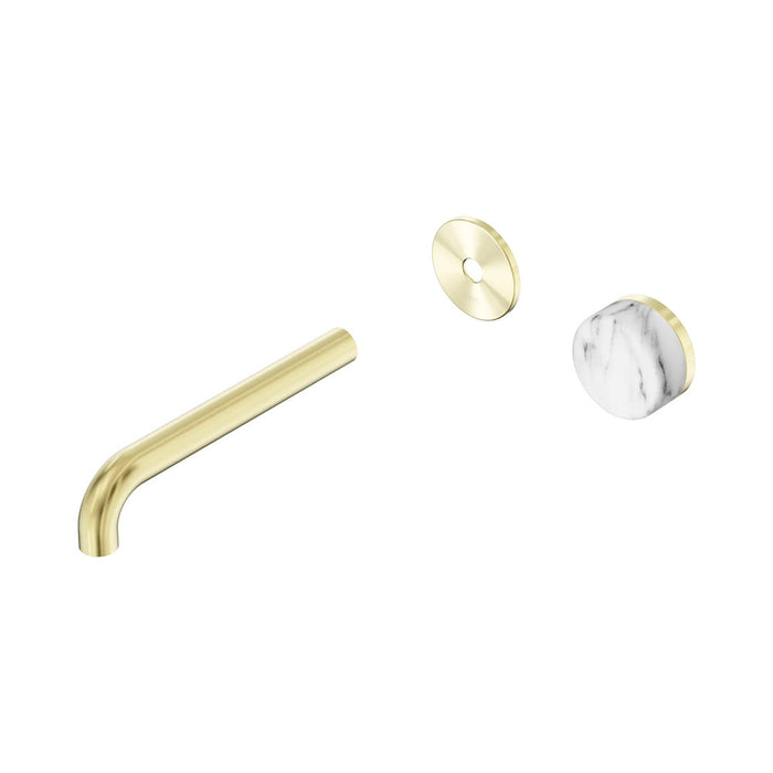 185mm Nero Serenity Progressive Lead-Free DZR Brass Wall Basin Mixer With Arabescato Corchia Handle