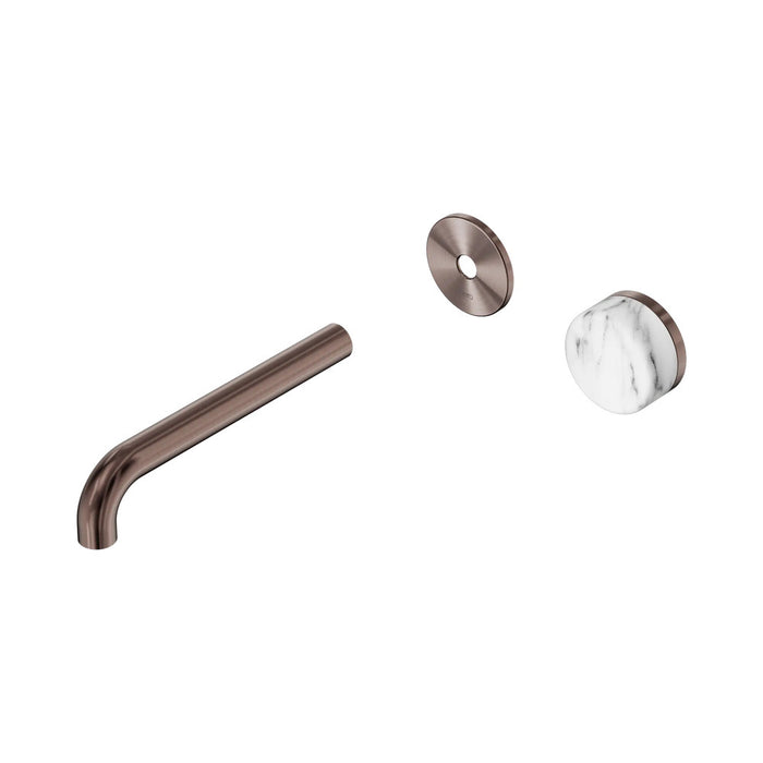 185mm Nero Serenity Progressive Lead-Free DZR Brass Wall Basin Mixer With Arabescato Corchia Handle