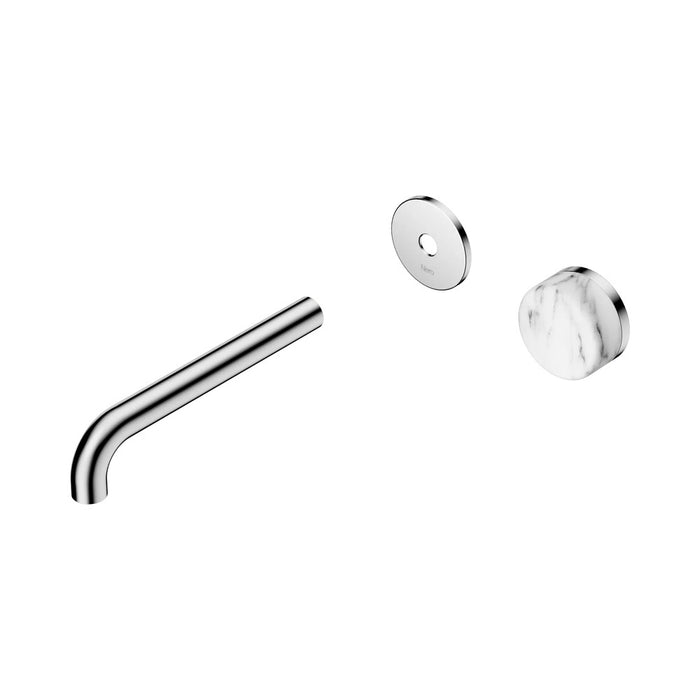 185mm Nero Serenity Progressive Lead-Free DZR Brass Wall Basin Mixer With Arabescato Corchia Handle