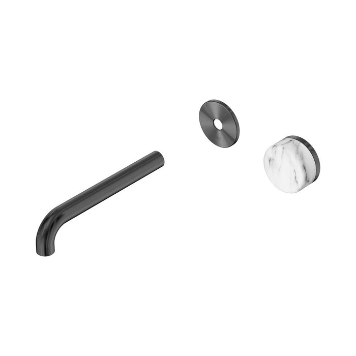185mm Nero Serenity Progressive Lead-Free DZR Brass Wall Basin Mixer With Arabescato Corchia Handle