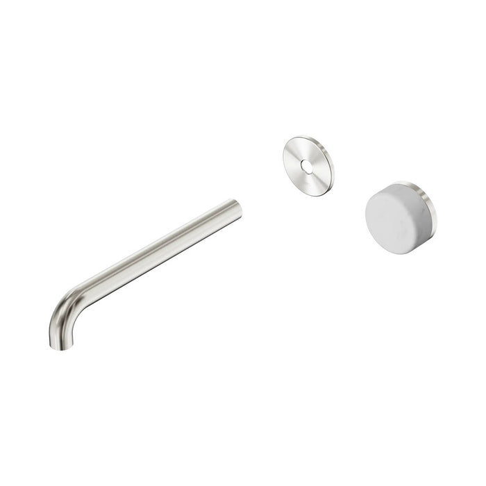 220mm Nero Serenity Progressive Lead-Free DZR Brass Wall Basin Mixer With Carrara Handle