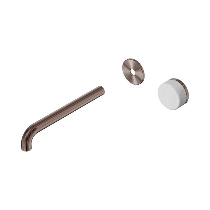 220mm Nero Serenity Progressive Lead-Free DZR Brass Wall Basin Mixer With Carrara Handle
