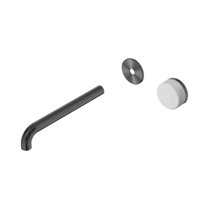 220mm Nero Serenity Progressive Lead-Free DZR Brass Wall Basin Mixer With Carrara Handle