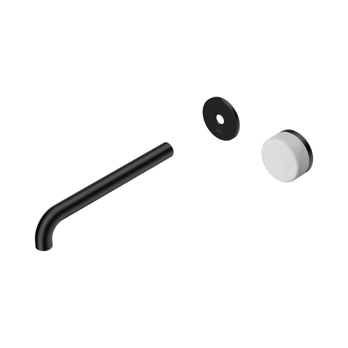 220mm Nero Serenity Progressive Lead-Free DZR Brass Wall Basin Mixer With Carrara Handle