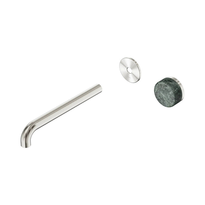 220mm Nero Serenity Progressive Lead-Free DZR Brass Wall Basin Mixer With Verde Alpi Handle