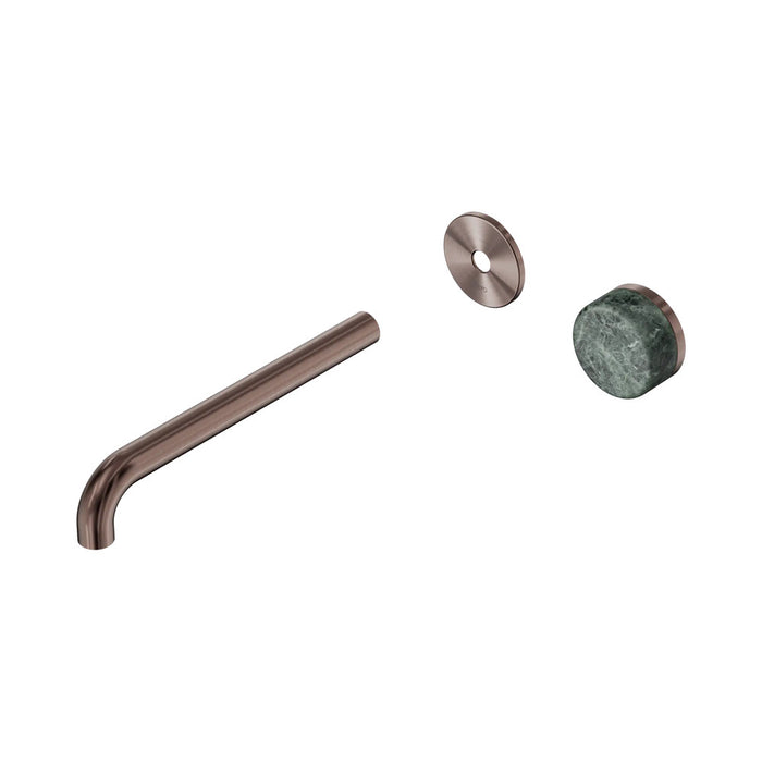 220mm Nero Serenity Progressive Lead-Free DZR Brass Wall Basin Mixer With Verde Alpi Handle
