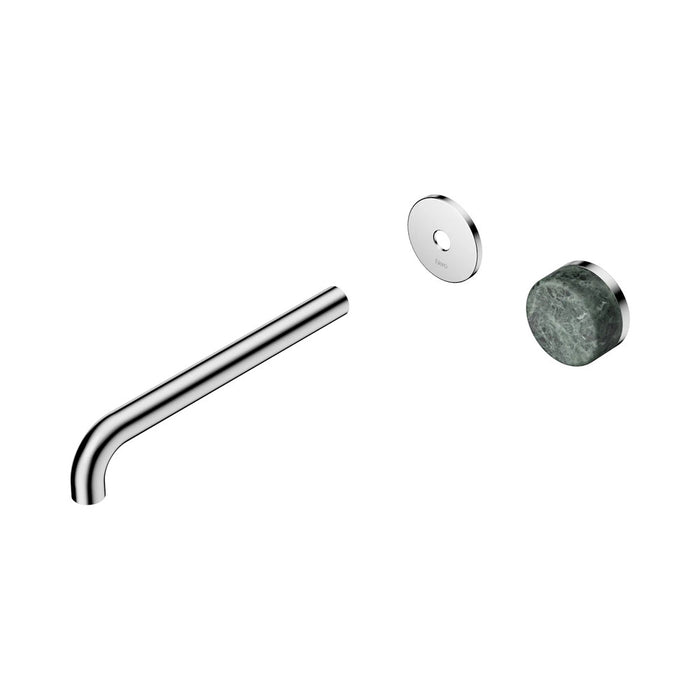 220mm Nero Serenity Progressive Lead-Free DZR Brass Wall Basin Mixer With Verde Alpi Handle