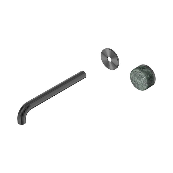 220mm Nero Serenity Progressive Lead-Free DZR Brass Wall Basin Mixer With Verde Alpi Handle