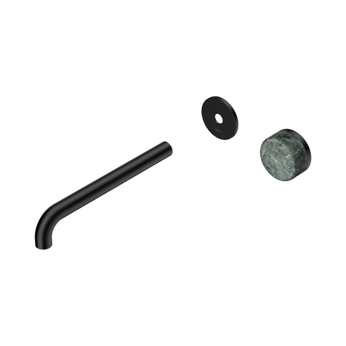 220mm Nero Serenity Progressive Lead-Free DZR Brass Wall Basin Mixer With Verde Alpi Handle