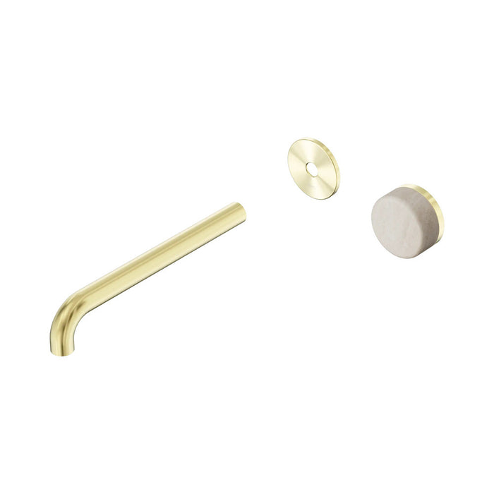 220mm Nero Serenity Progressive Lead-Free DZR Brass Wall Basin Mixer With Rome Travertine Handle