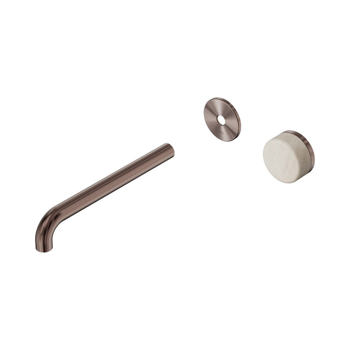 220mm Nero Serenity Progressive Lead-Free DZR Brass Wall Basin Mixer With Rome Travertine Handle