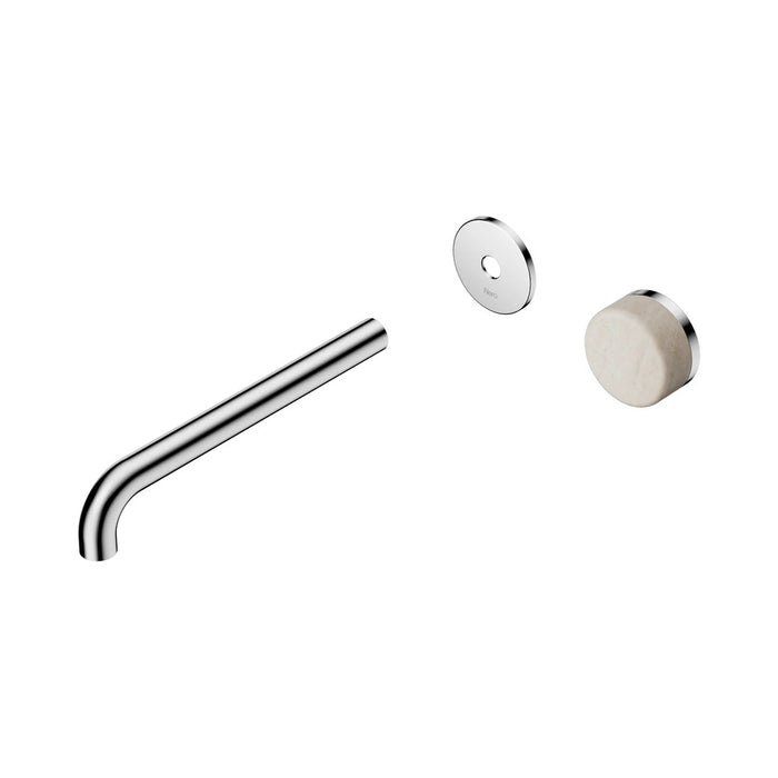 220mm Nero Serenity Progressive Lead-Free DZR Brass Wall Basin Mixer With Rome Travertine Handle